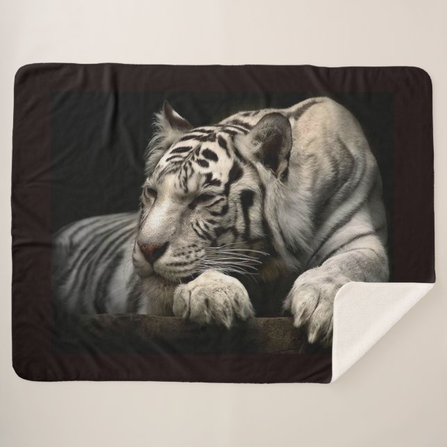 Snow Leopard Sherpa Blanket (Front (Horizontal))