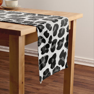 Snow leopard short table runner