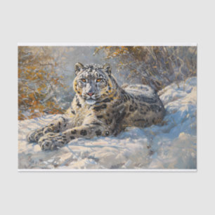 Snow Leopard Sleeping in the Snow Decoupage Tissue Paper
