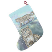 Snow Leopard Small Christmas Stocking (Back (Hanging))