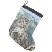 Snow Leopard Small Christmas Stocking (Front (Hanging))