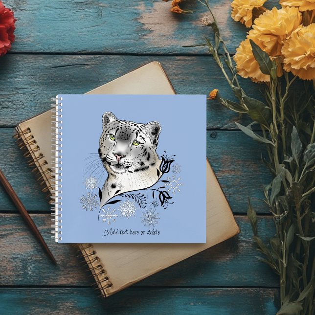 Snow Leopard Snowflakes Blue Flowers Notebook (Creator Uploaded)