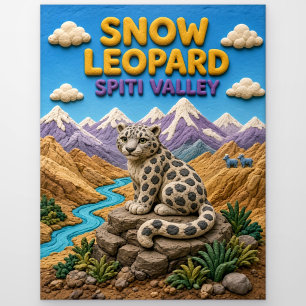 Snow Leopard Spiti Valley Modern KlayKoo Postcard