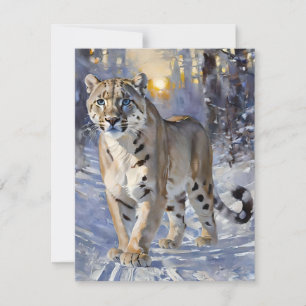 Snow Leopard Study E Holiday Card