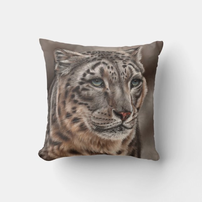 Snow Leopard Throw Cushion (Front)
