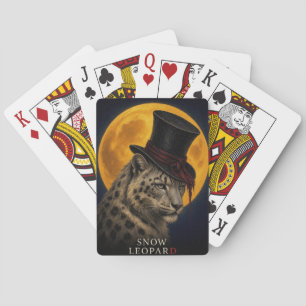 Snow Leopard Top Hat Gothic Surreal Playing Cards