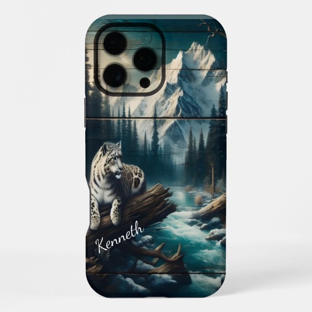Snow Leopard Under Moonlight iPhone Case (Back)