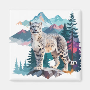 Snow Leopard Vector Art Animal In The Majestic  Magnet