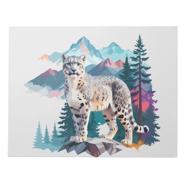 Snow Leopard Vector Art Animal In The Majestic  Notepad (Front)