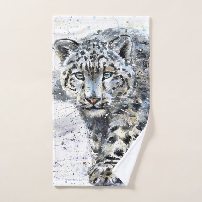Snow Leopard Watercolor Hand Towel (Hand Towel)