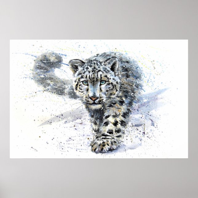 Snow Leopard Watercolor Poster (Front)
