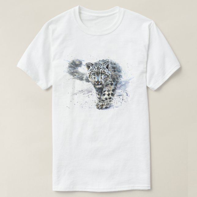 Snow Leopard Watercolor T-Shirt (Design Front)
