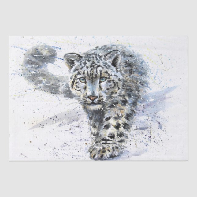 Snow Leopard Watercolor Tissue Paper (Front)