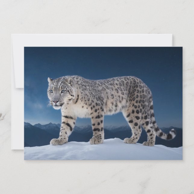 Snow Leopard Wild Majestic Animal A Starry Galaxy Announcement (Front)