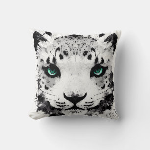 Snow Leopard Wild Nature Animal Color Art Painting Cushion