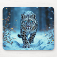 Snow leopard winter majestic blue-eyed predator
