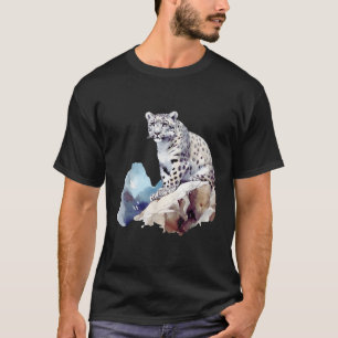 Snow Leopard Winter Mountain Big Cat Wildlife Men T-Shirt