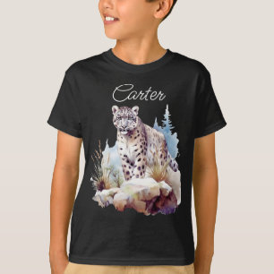 Snow Leopard Winter Mountain Personalised T-Shirt