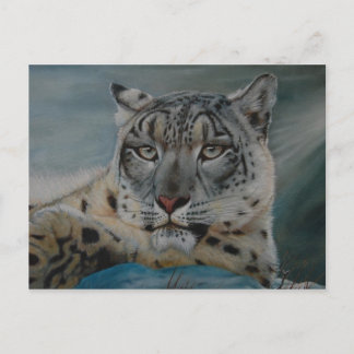 snow leopard winter postcard