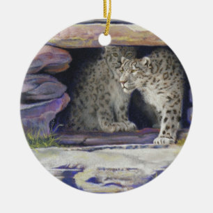 Snow Leopards Ceramic Ornament