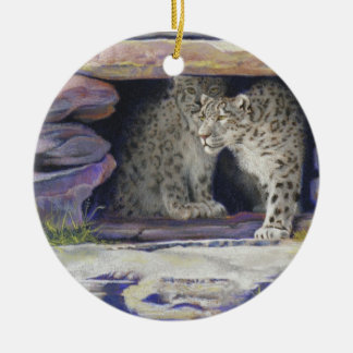 Snow Leopards Ceramic Ornament