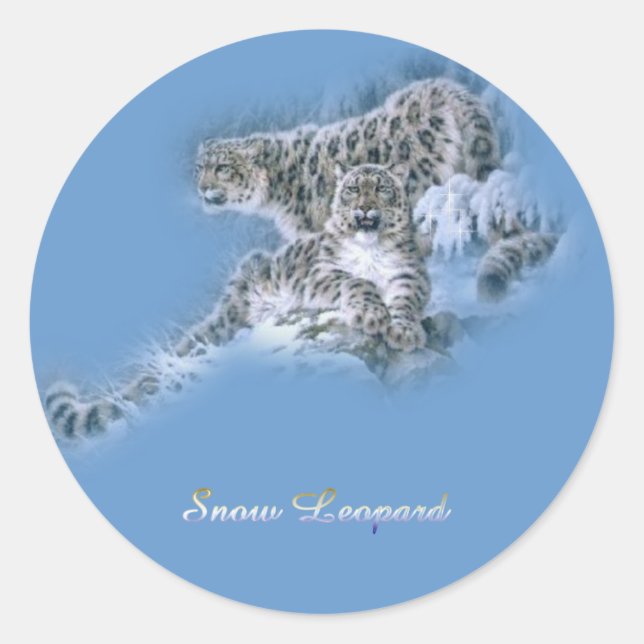 Snow Leopards Classic Round Sticker (Front)