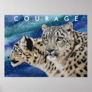 Snow Leopards Courage Motivational Poster