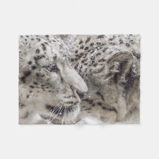 Snow Leopards Cuddling Fleece Blanket