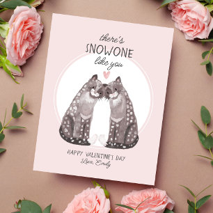 Snow Leopards Cute Valentine Holiday Card