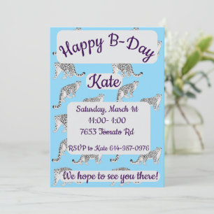 Snow Leopards Happy Birthday Invitation