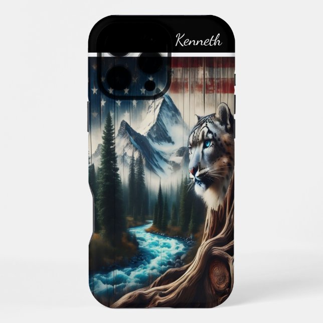 Snow Leopard's Mountain View iPhone Case (Back)