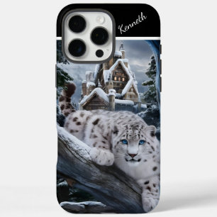 Snow Leopard's Winter Watch iPhone 16 Pro Max Case