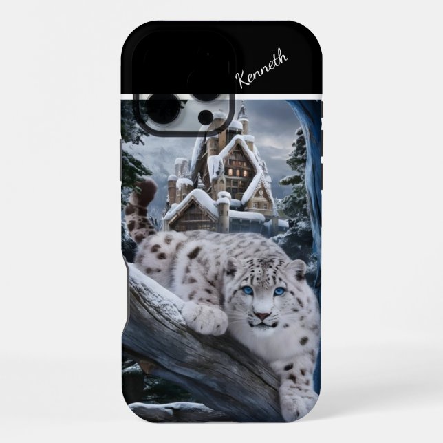 Snow Leopard's Winter Watch iPhone Case (Back)