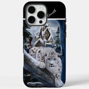 Snow Leopard's Winter Watch iPhone 16 Pro Max Case