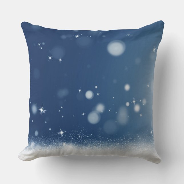 Snow & Lights Throw Pillow (Front)