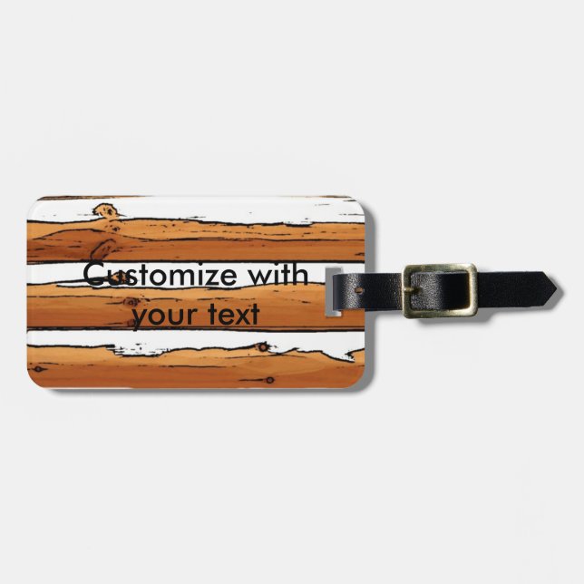 Snow log cabin rustic customisable luggage tag (Front Horizontal)