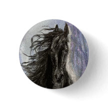 SNOW MAGIC Friesian Horse button