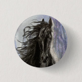 SNOW MAGIC Friesian Horse button