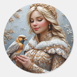 ❄️ Snow Maiden Bird Sticker Winter Fairy Gift