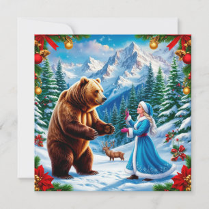 Snow Maiden Enchanting Winter Scene Invitation