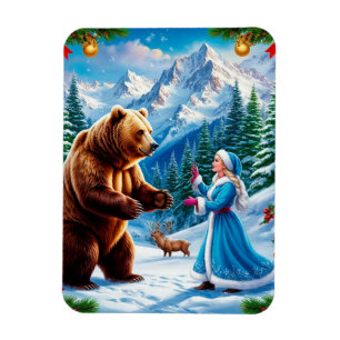 Snow Maiden Enchanting Winter Scene Magnet