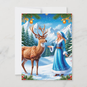 Snow Maiden Enchanting Winter Scene Postcard