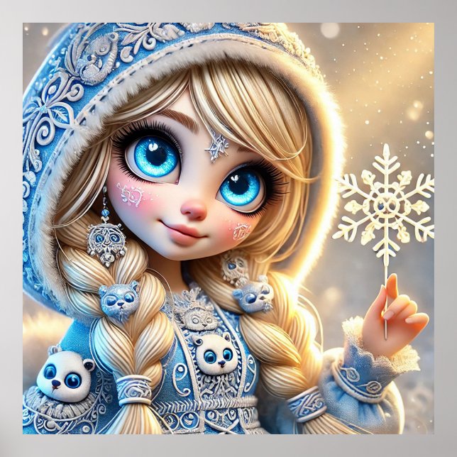 Snow Maiden With Glittering Snowflake Poster (Front)