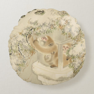 Snow Make up - Monkey (Yoshimura Hoyanagi) - Cushi Round Cushion