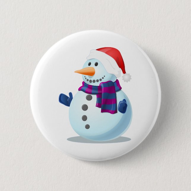snow man 6 cm round badge (Front)