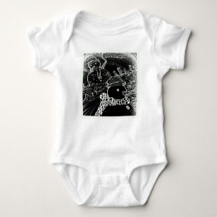 Snow man and Yaie in black Christmas Baby Bodysuit