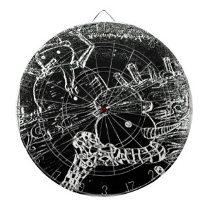 Snow man and Yaie in black Christmas Dartboard