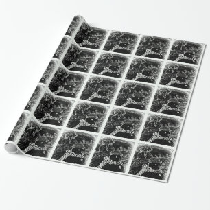 Snow man and Yaie in black Christmas Wrapping Paper