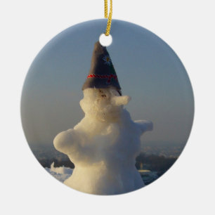 snow man ceramic tree decoration
