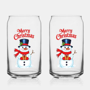 Snow man hat Christmas hat Can Glass